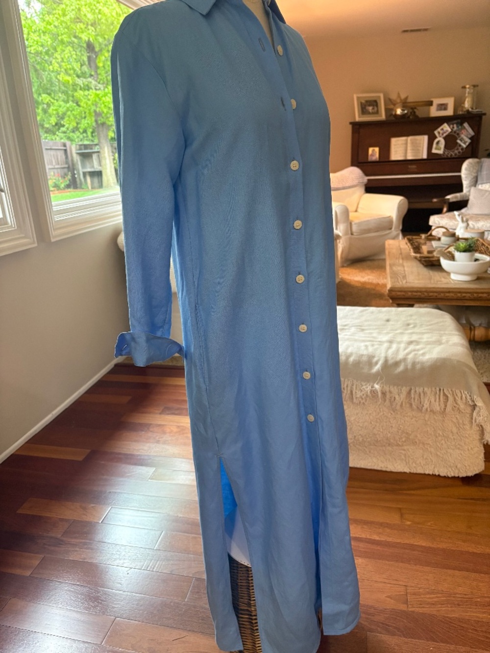 LOFT Linen Midi Shirt Dress